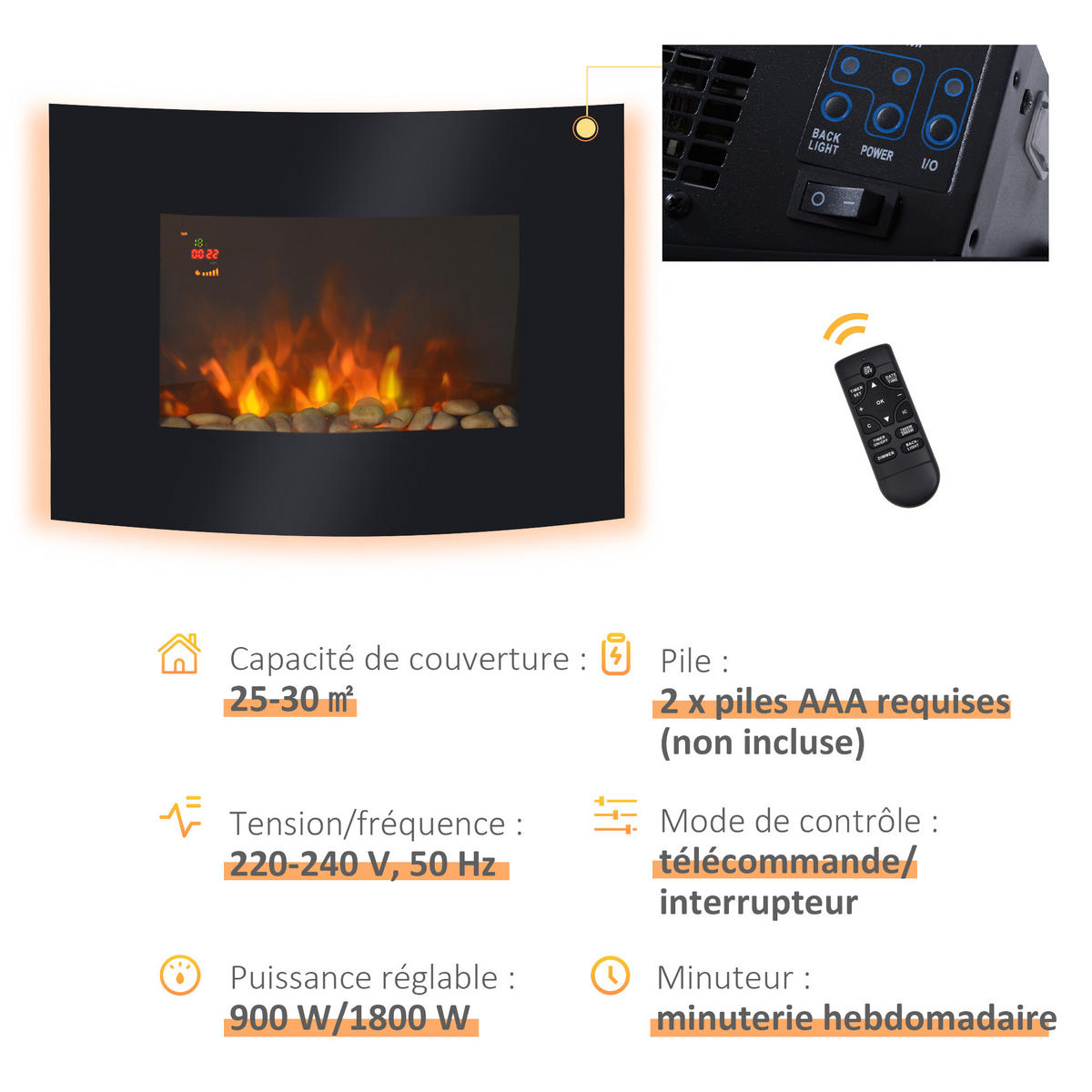 ELEKTROKAMIN DE-17001 LED Seitenbeleuchtung 7 Farben Schwarz - Schwarz, Metall (65/52/11.4cm) - ComfortXL