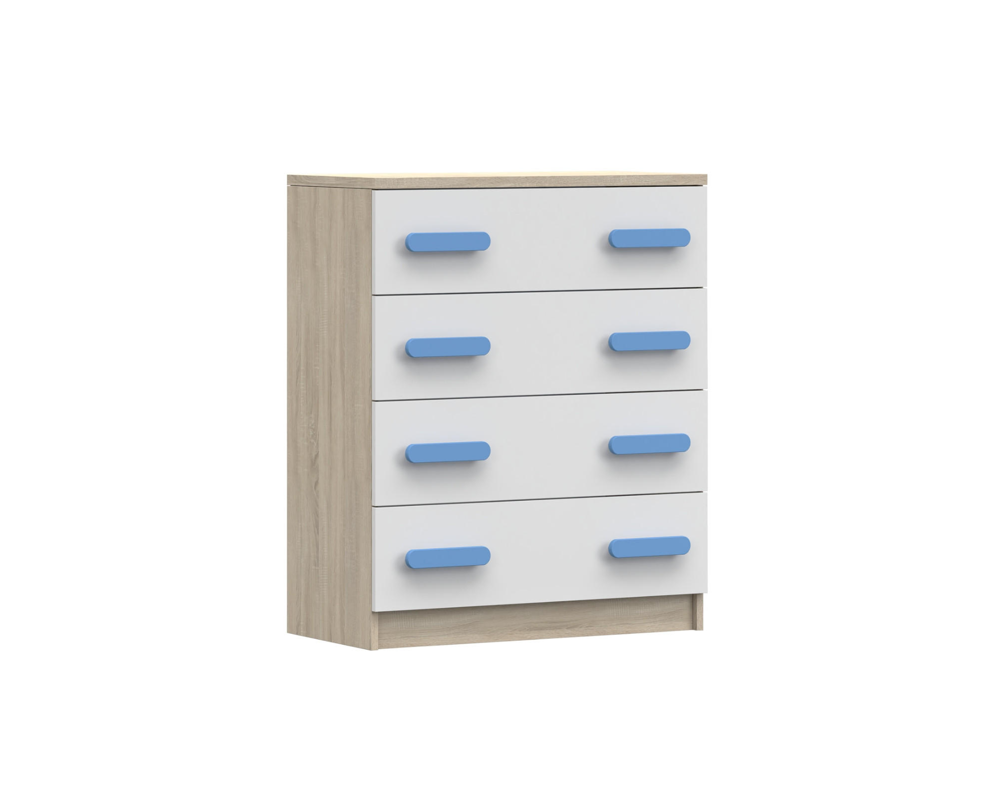 KINDERKOMMODE INGE 02 80/90/40 cm Weiß+Sonoma/Blau - Blau/Weiß, Holzwerkstoff (80/90/40cm) - Deine Möbel 24