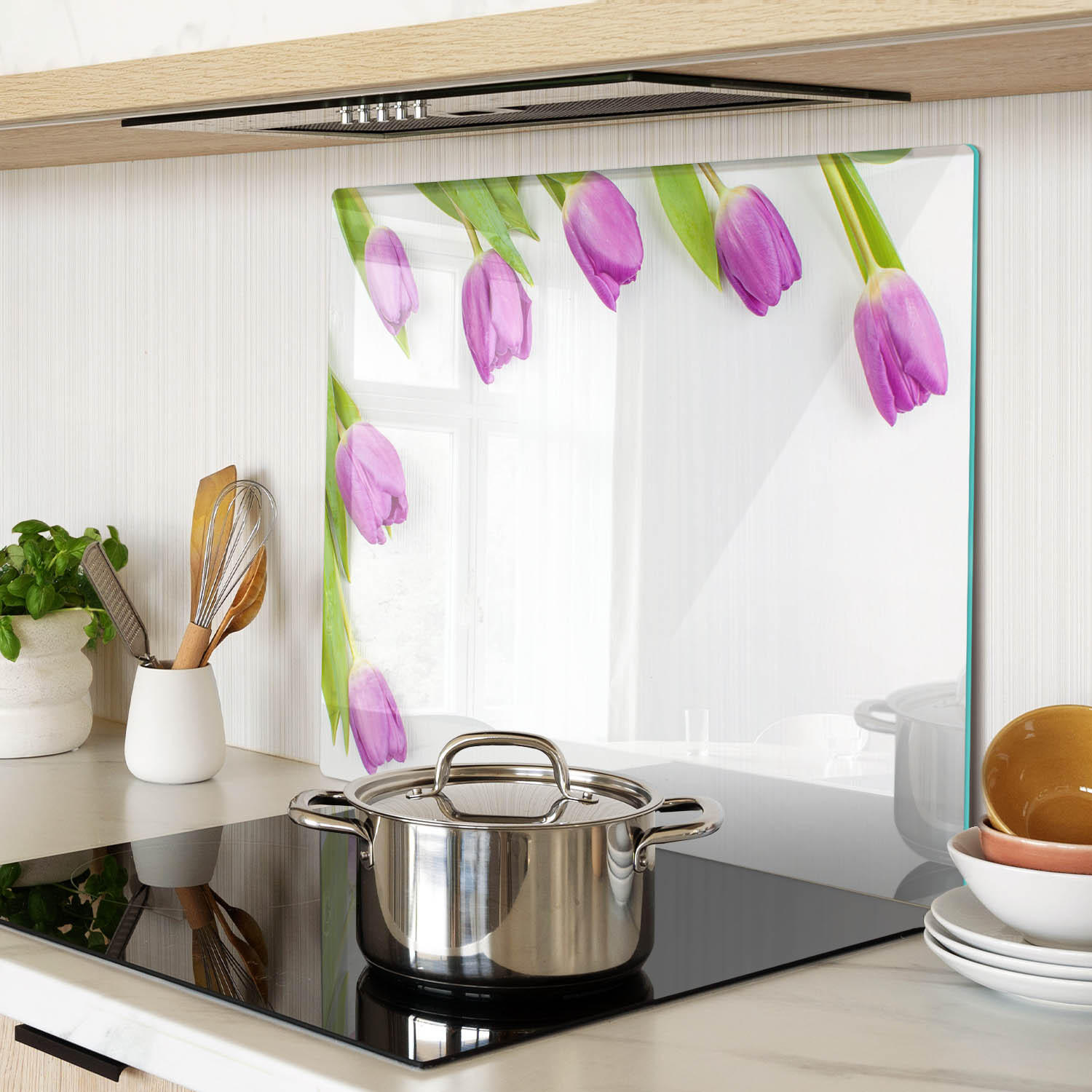 GLASPLATTE 60x52 cm Lila Tulpen - Lila, Glas (60/0.4/52cm) - TULUP