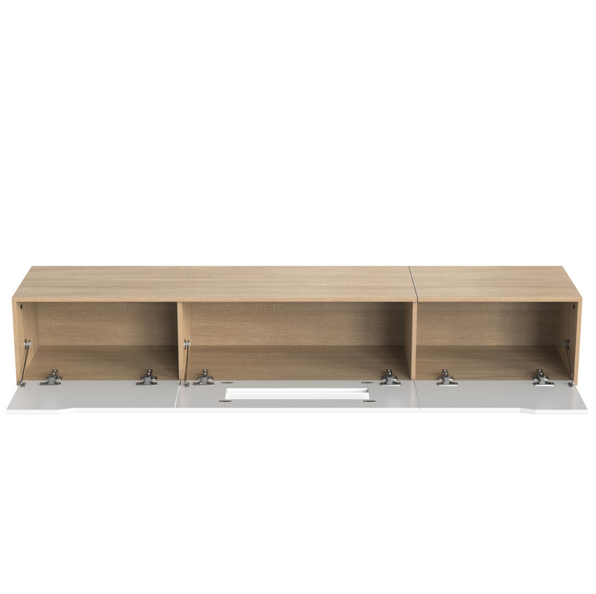 LOWBOARD 180/35/30 cm Weiß/Holzfarbe aus Spanplatte mit LED-Beleuchtung - Weiß, Holzwerkstoff (35/30/180cm) - OKMYHOME