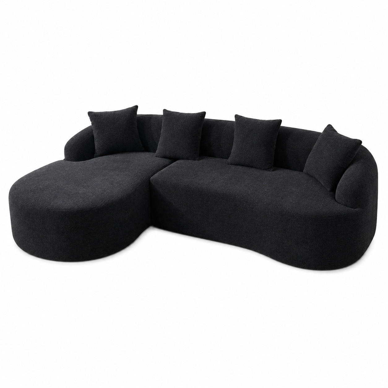 3-SITZER SOFA Chenille Schwarz mit Vakuumverpackung - Schwarz, Textil (243/150cm) - WISHDOR