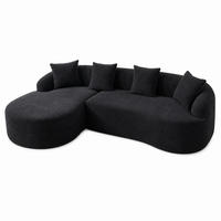 3-SITZER SOFA Chenille Schwarz mit Vakuumverpackung - Schwarz, Textil (243/150cm) - WISHDOR