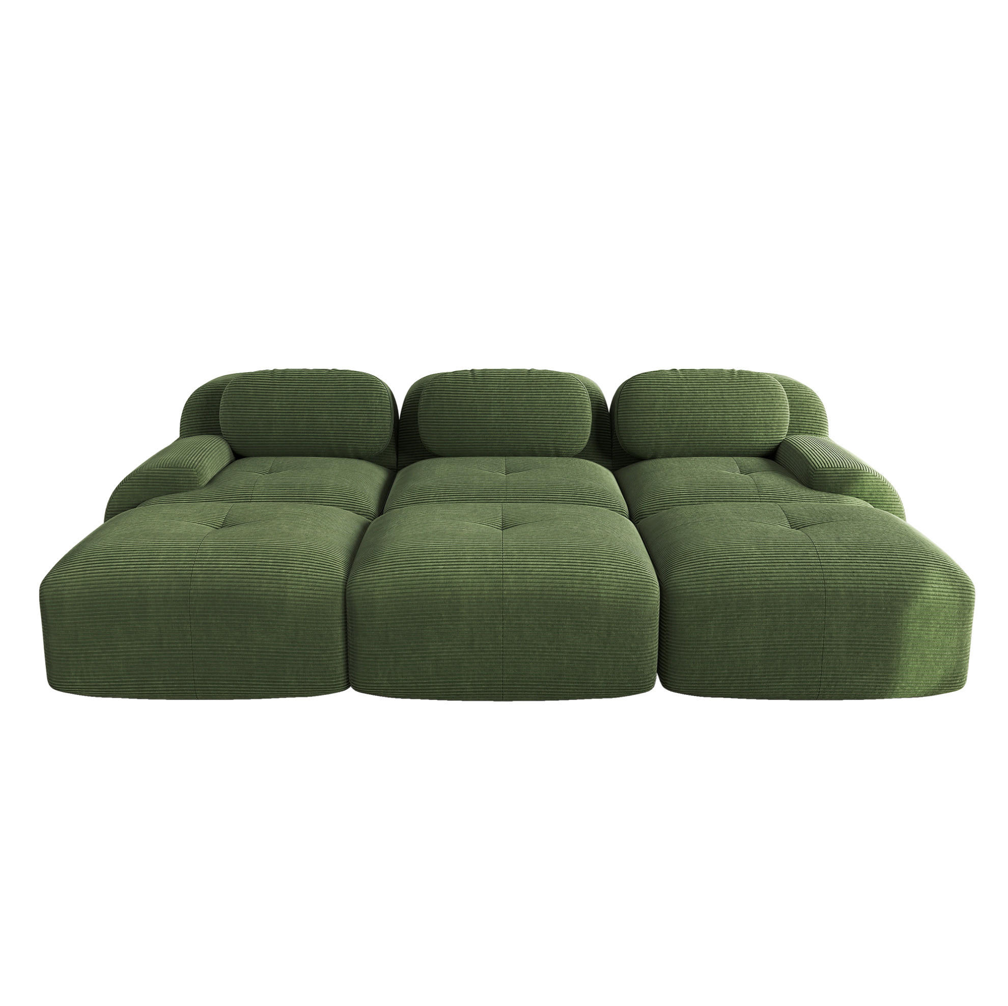 MODULARES 3-Sitzer-Sofa aus Cord mit rahmenlosem Design Grün - Grün, Textil (178/75/298cm) - Modenvie