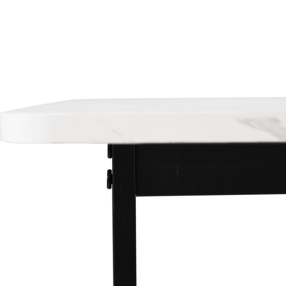 ESSZIMMER-SET 5-tlg mit Marmor-Spanplatten-Tisch 140x80, vier Samtstühlen mit verstellbaren Metallbeinen, weiß-schwarz - Schwarz, Holzwerkstoff (80/75/140cm) - Luhomfu
