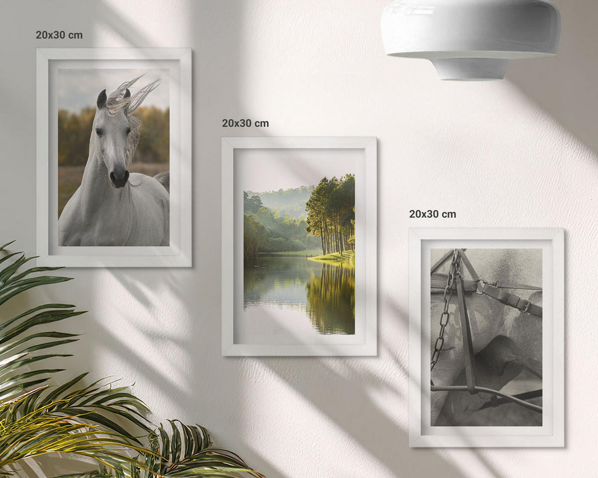 WANDBILDER 3er-Set - 20x30 cm Weißer Rahmen - Natur des Flusses White Horses - Weiß, Kunststoff (20/30cm) - ArtPrintCave