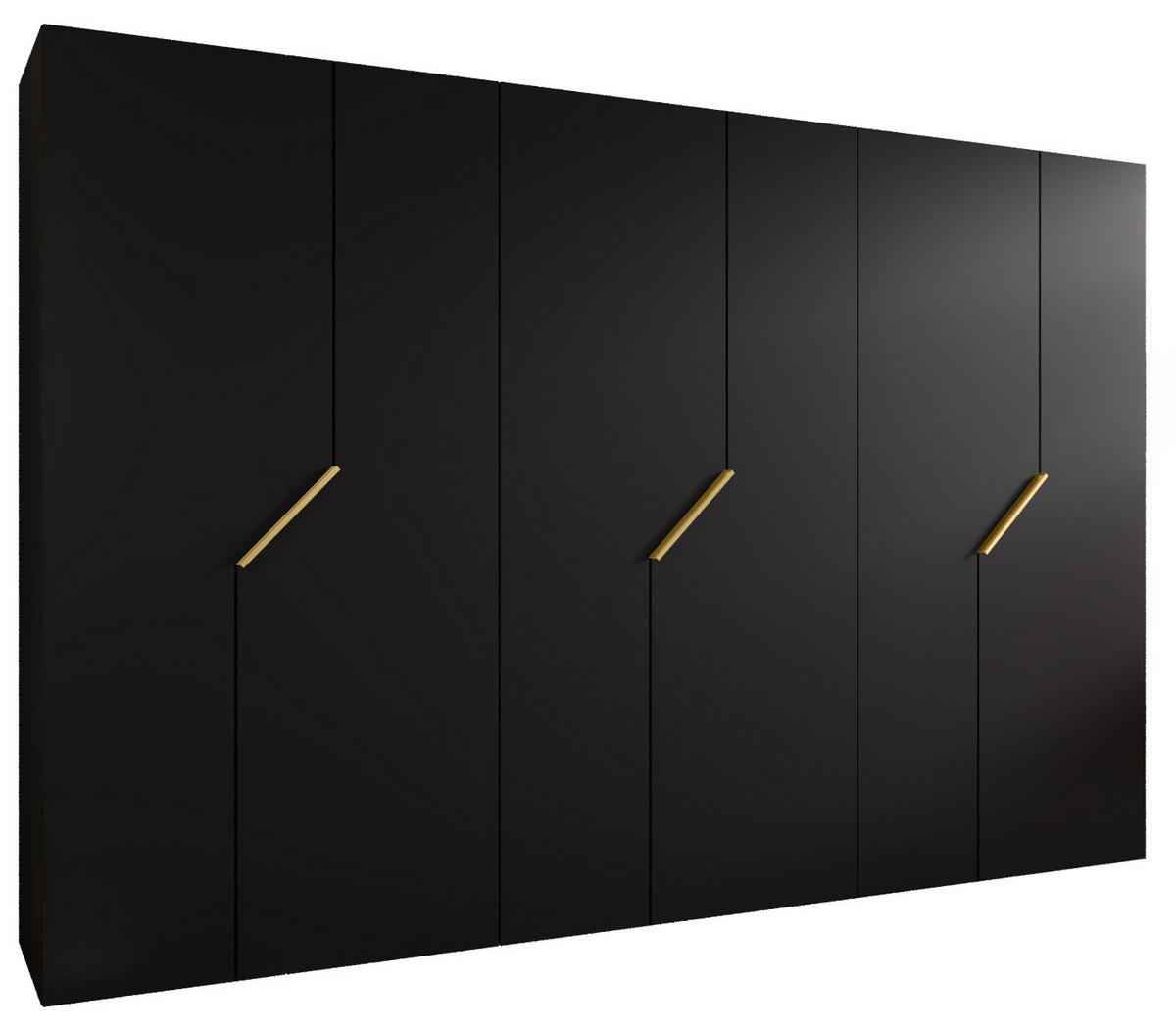 DREHTÜRENSCHRANK 202/300/52 6-türig - Goldfarben/Schwarz, Holz/Metall (300/202/52cm) - Abiks Möbel