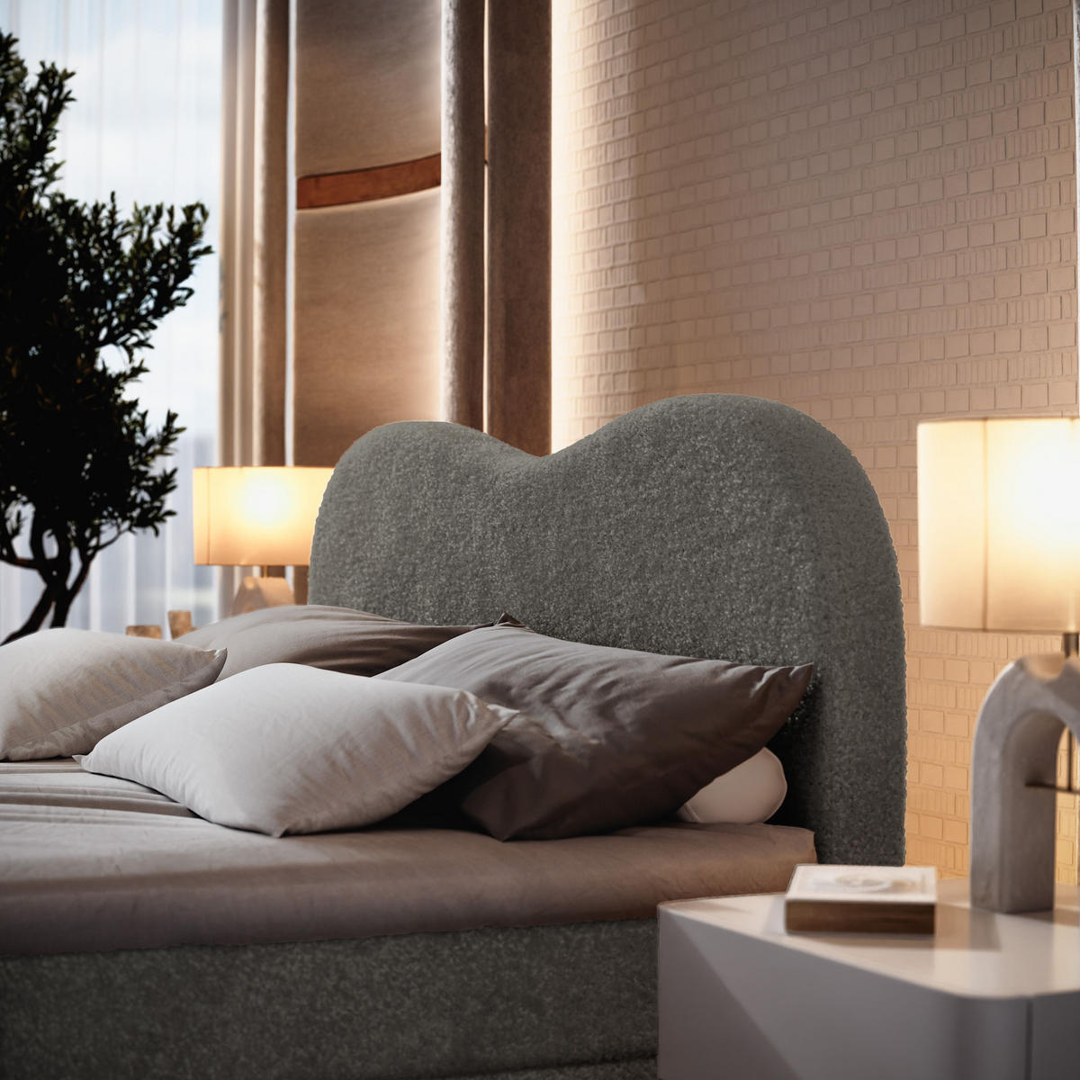 BOXBETT FLUVIA N 160x200 cm mit Matratze und Topper - Grau - Grau, Holz (160/200cm) - MASSENO