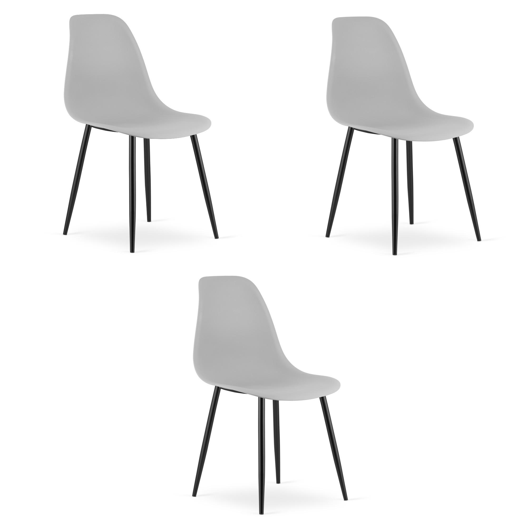 ESSZIMMERSTUHL 3-er Set KALEO grauer Sitz, schwarze Beine - Schwarz/Grau, Kunststoff (46/84/51cm) - Valora