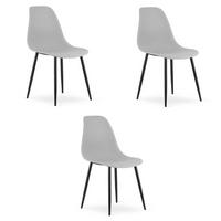ESSZIMMERSTUHL 3-er Set KALEO grauer Sitz, schwarze Beine - Schwarz/Grau, Kunststoff (46/84/51cm) - Valora