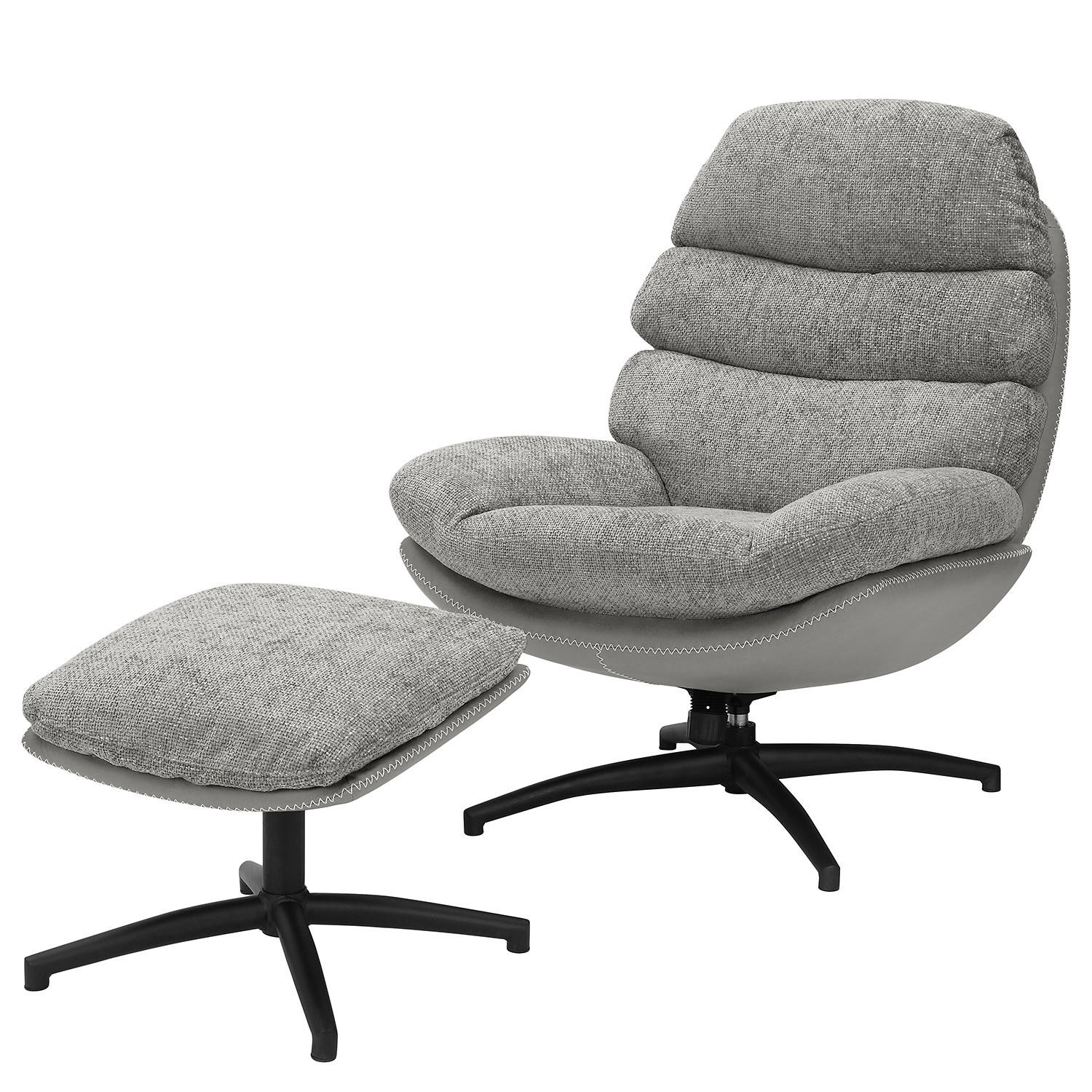 RELAXSESSEL - Schwarz/Grau, Kunststoff/Textil (78/102/90cm) - home24