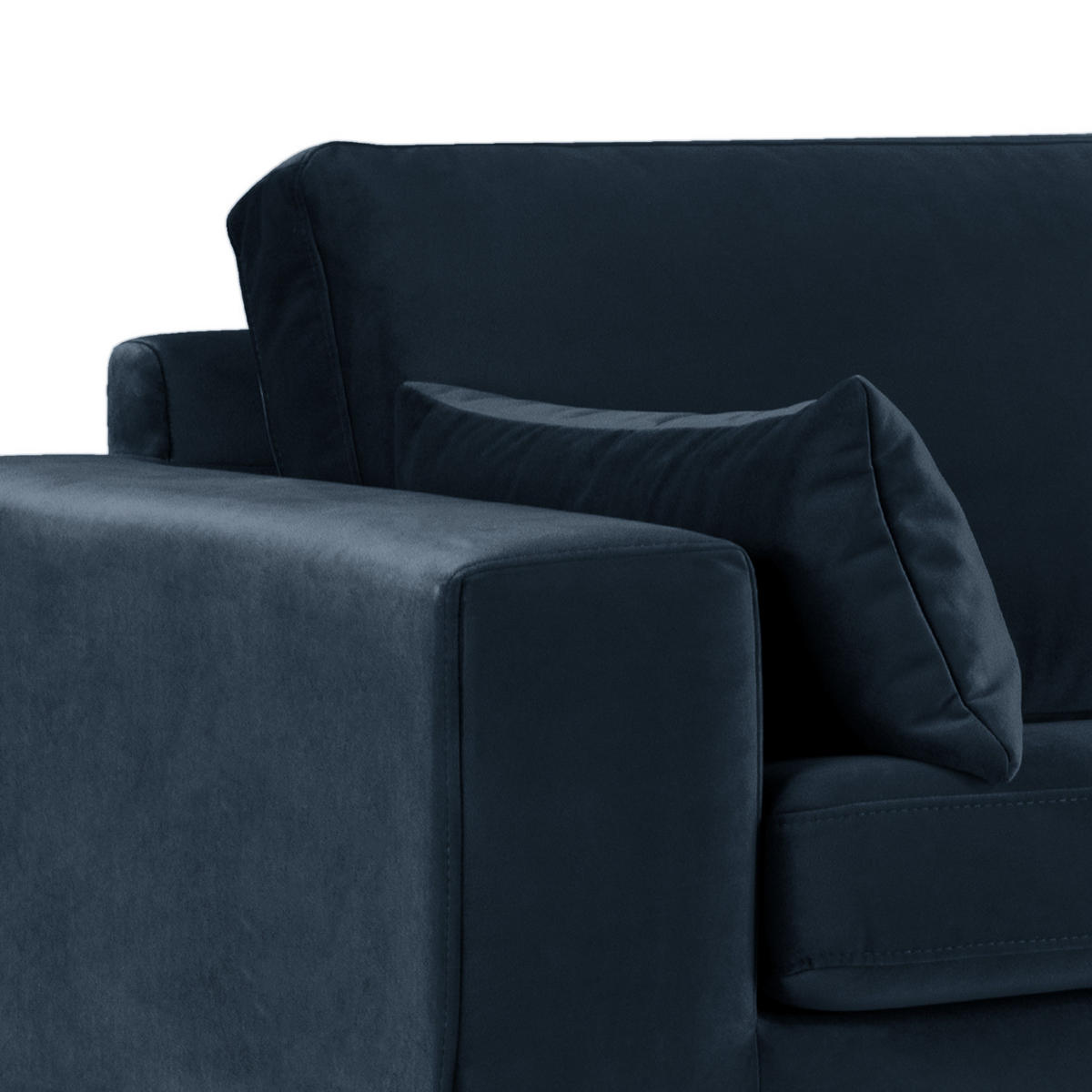 ECKSOFA mit Ottomane - Eichefarben/Dunkelblau, Eichenholz/Textil (287/219cm) - home24
