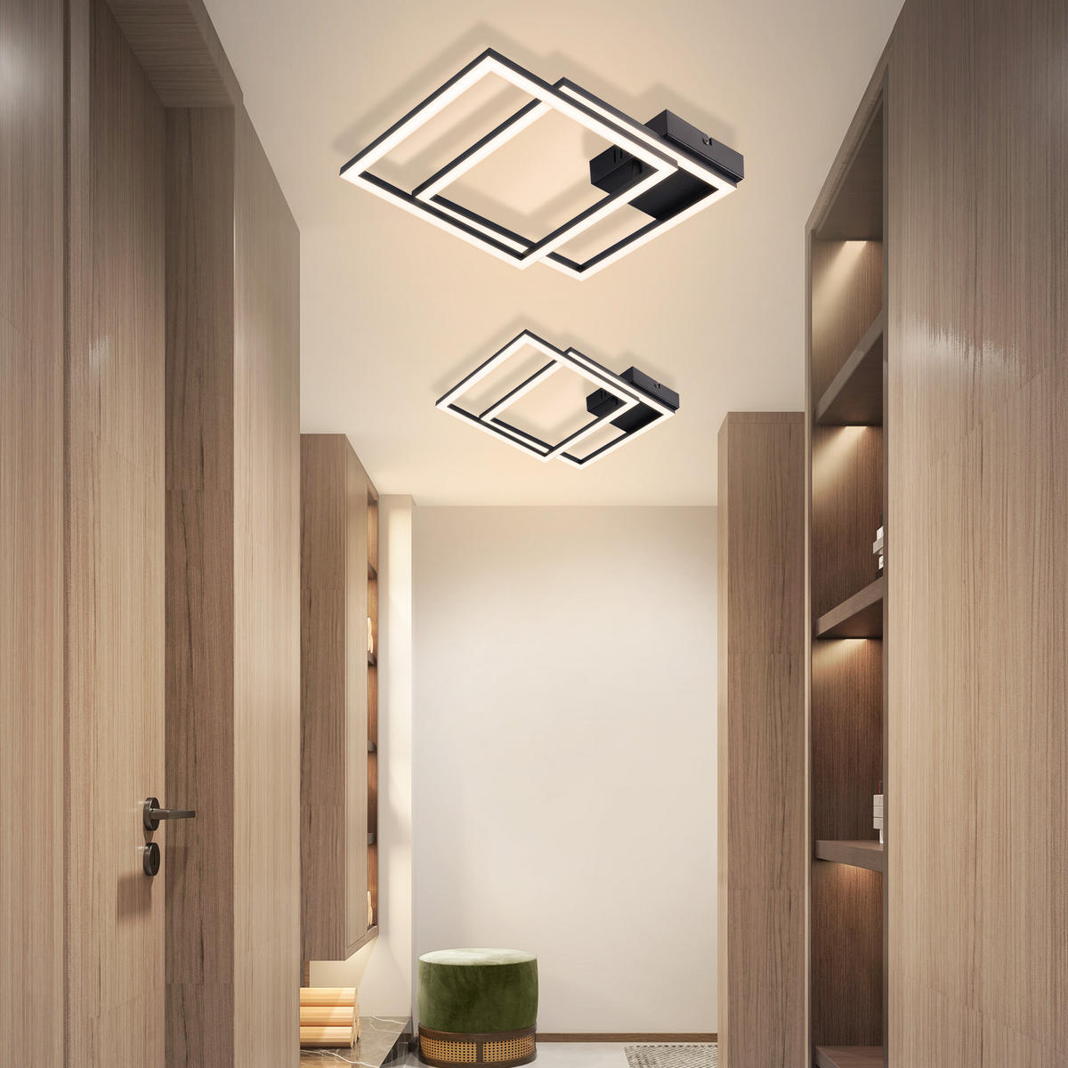 LED DECKENLEUCHTE Delwynne 39.5/39.5/6.7 cm - Schwarz, Kunststoff (39.5/39.5/6.7cm) - ZMH