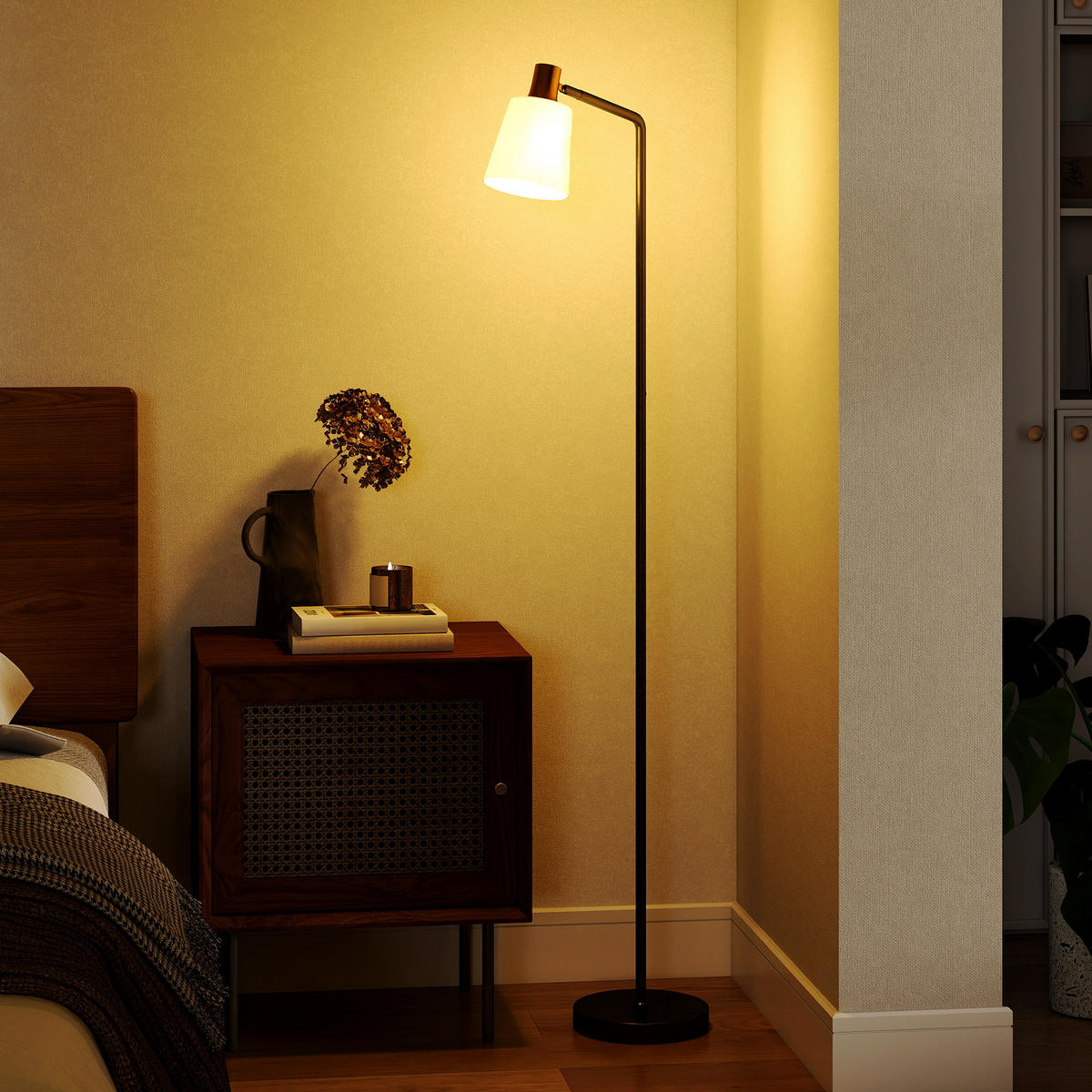 STEHLAMPE LED mit 350° drehbar Kopf Schwarz - Schwarz, Metall (45/21/148cm) - HOMCOM