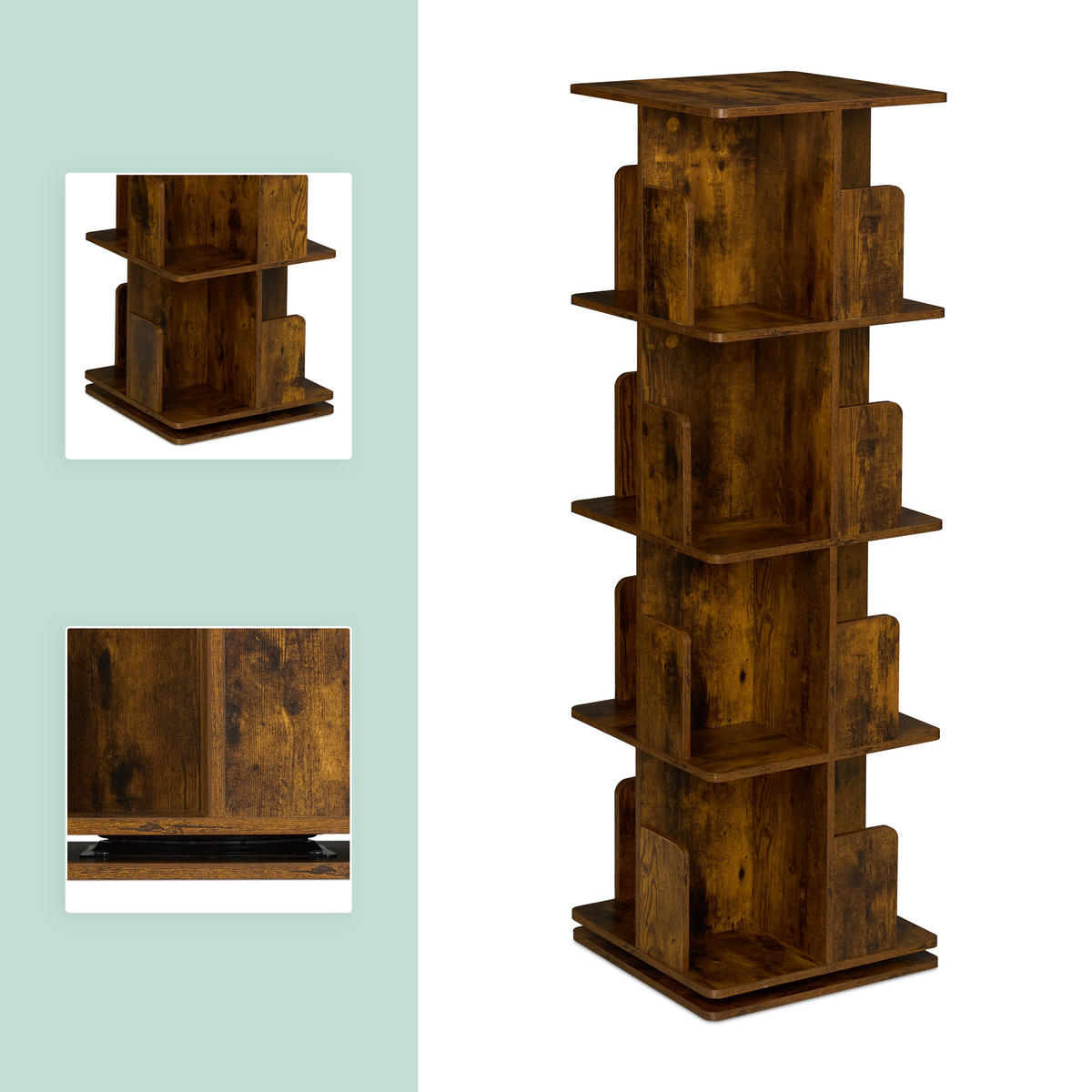 BÜCHERREGAL - Braun, Holzwerkstoff/Metall (39/125.5/39cm) - Relaxdays