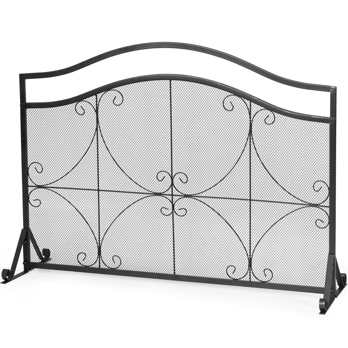 KAMINSCHUTZGITTER 83cm Schwarz - Schwarz, Metall (32/83/112cm) - COSTWAY