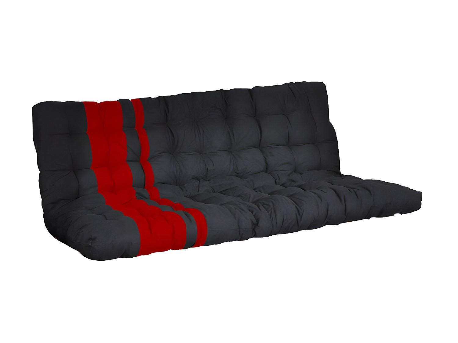 FUTON - 2 Personen - stoff - schwarz, rot Modulo - Rot/Schwarz, Textil (135/190cm) - Vente-Unique