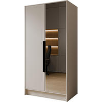KLEIDERSCHRANK Mono Lux mit Speigel, Drehtüren mit Schwarze Metallgriffe, Kaschmir 102/200/51 cm - Kaschmir/Beige, Holzwerkstoff (102/200/51cm) - WFL GROUP