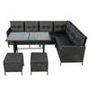 GARTENMÖBEL-SET mit Ecksofa und Esstisch in schwarze Kissen - Schwarz, Metall - Home Collective
