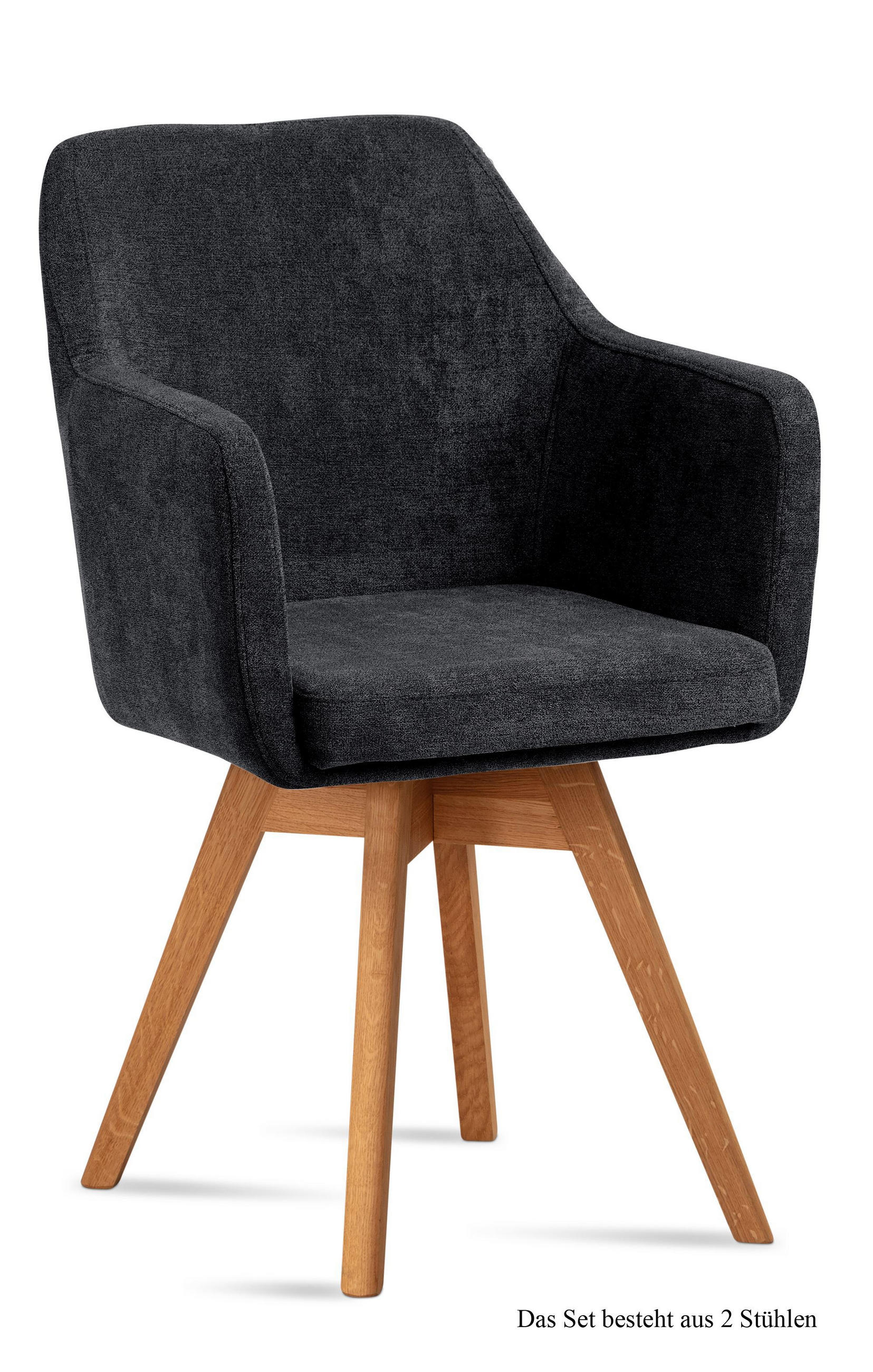 ARMLEHNSTUHL drehbar (2er-Set) Dorry 57x87x60 Eiche geölt/Anthrazit - Eichefarben/Anthrazit, Kunststoff (60/87/57cm) - 58aufmkessel