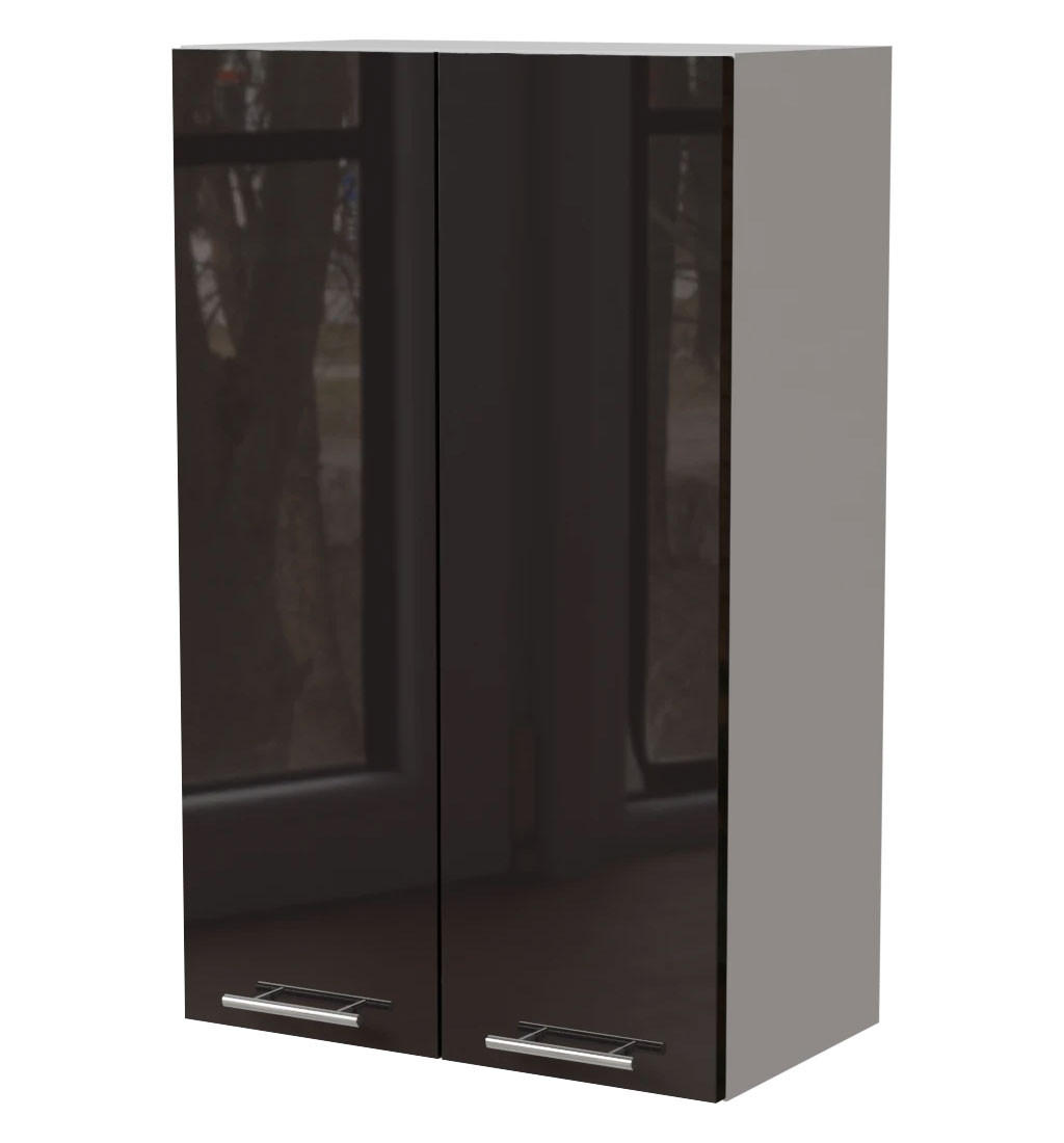 Feldmann-Wohnen Küchenhängeschrank Schwarz Hochglanz, Weiß 60x96x32.5 cm