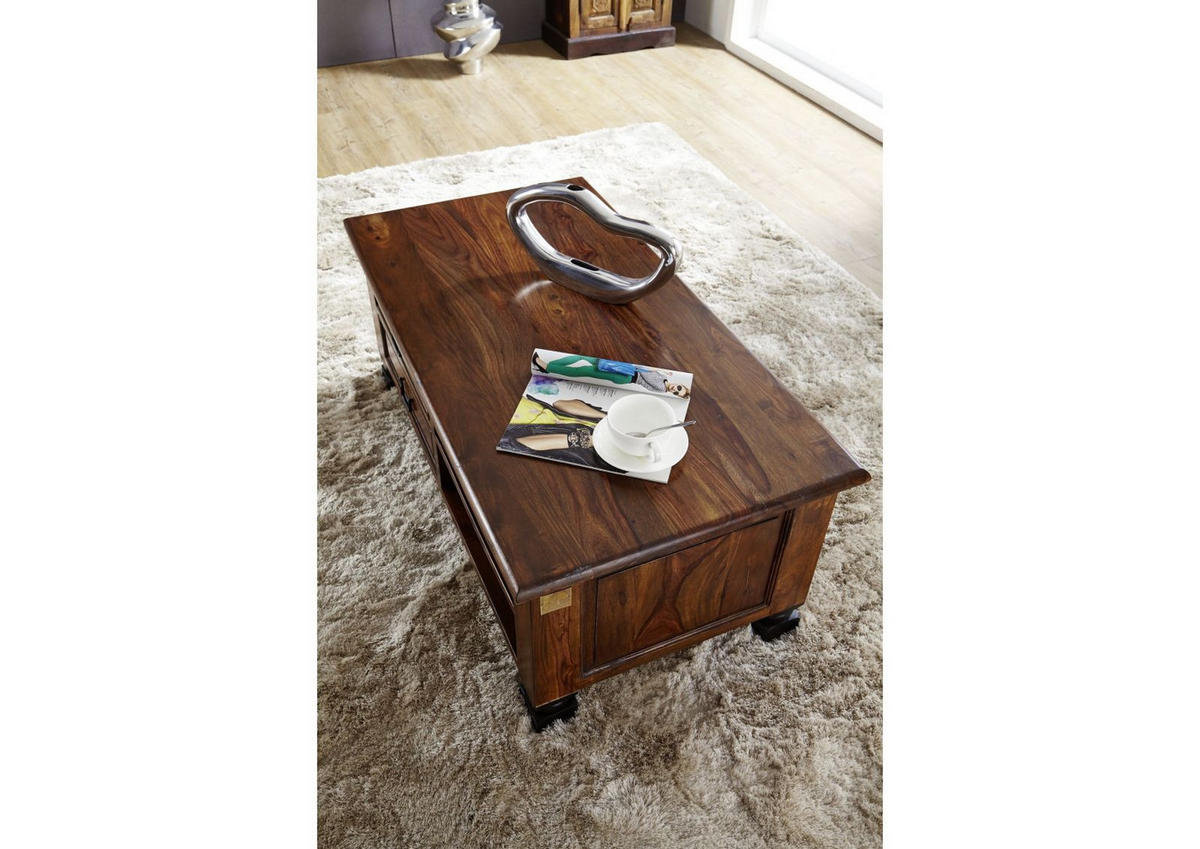 COUCHTISCH Sheesham 115x60x45 braun lackiert NEW BOSTON #204 - Braun, Holz (115/60/45cm) - Massivmoebel24