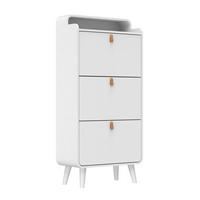 SCHUHSCHRANK aus MDF & Melamin in Weiß mit 3 Klapptüren - Weiß, Holzwerkstoff (63/133.7/29.5cm) - Modfu