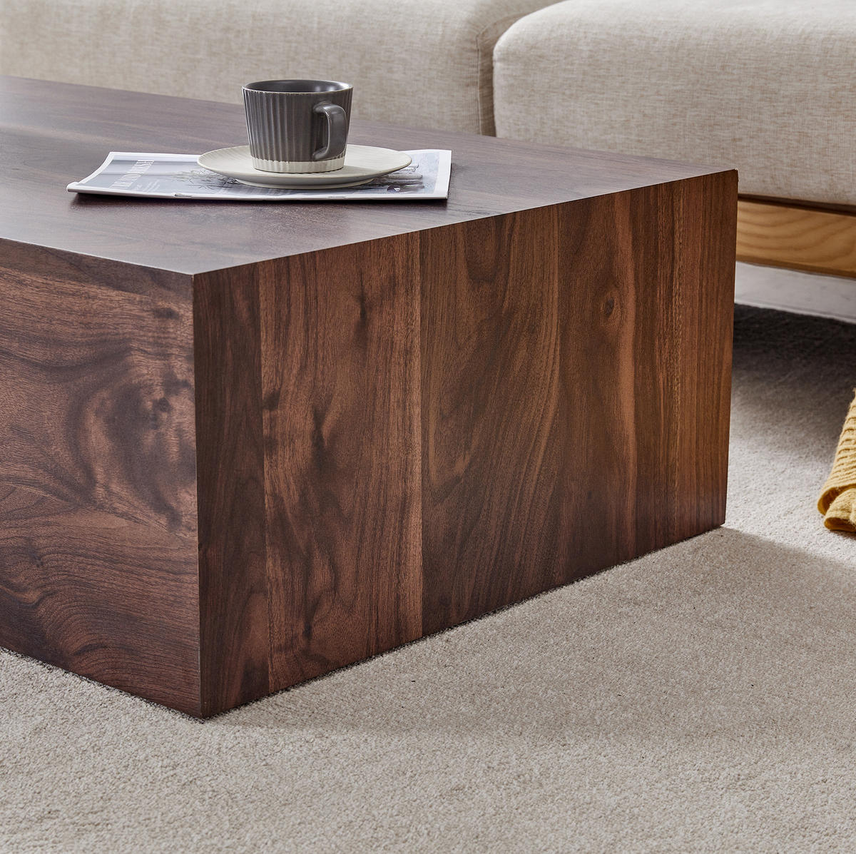 COUCHTISCH 90/50/30 cm ohne Montage, rechteckig in Nussbaum-Optik aus MDF, Walnuss - Walnussfarben, Holzwerkstoff (90/50/30cm) - Redom