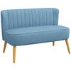 SOFA 2-Sitzer Couch Stoffsofa Sitzmöbel Polstersofa Loungesofa breit Blau - Blau/Naturfarben, Holz/Textil (56.5/77/117cm) - HOMCOM