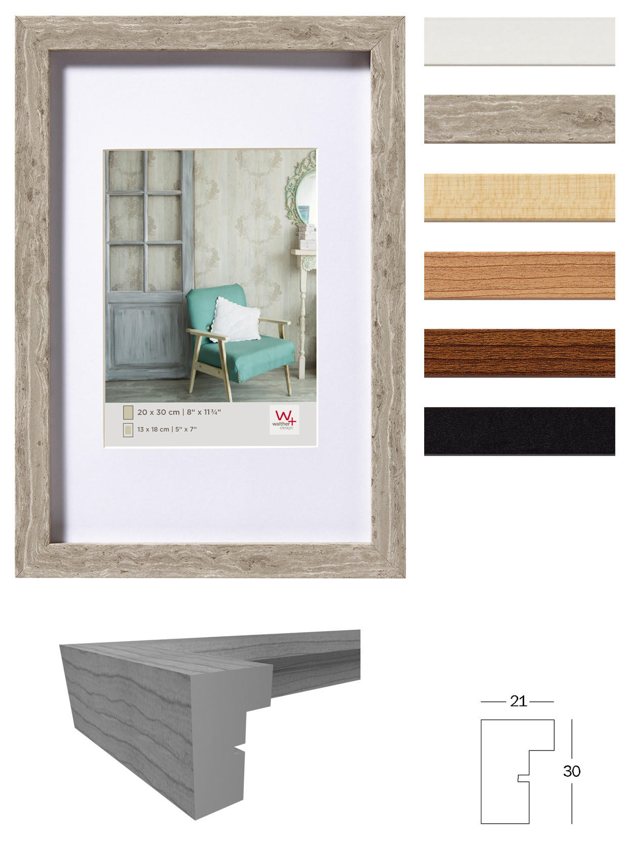 BILDERRAHMEN Stockholm Holzr. 20x30 cm, NATUR - Naturfarben, Holzwerkstoff (23/33/3cm) - walther design