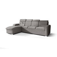ECKSOFA KONGO RBN10, Eckcouch in L-Form mit Schlaffunktion, Farbe: Grau, Velourstoff, Ottomane Links - Grau, Textil (315/169cm) - O-Sofa