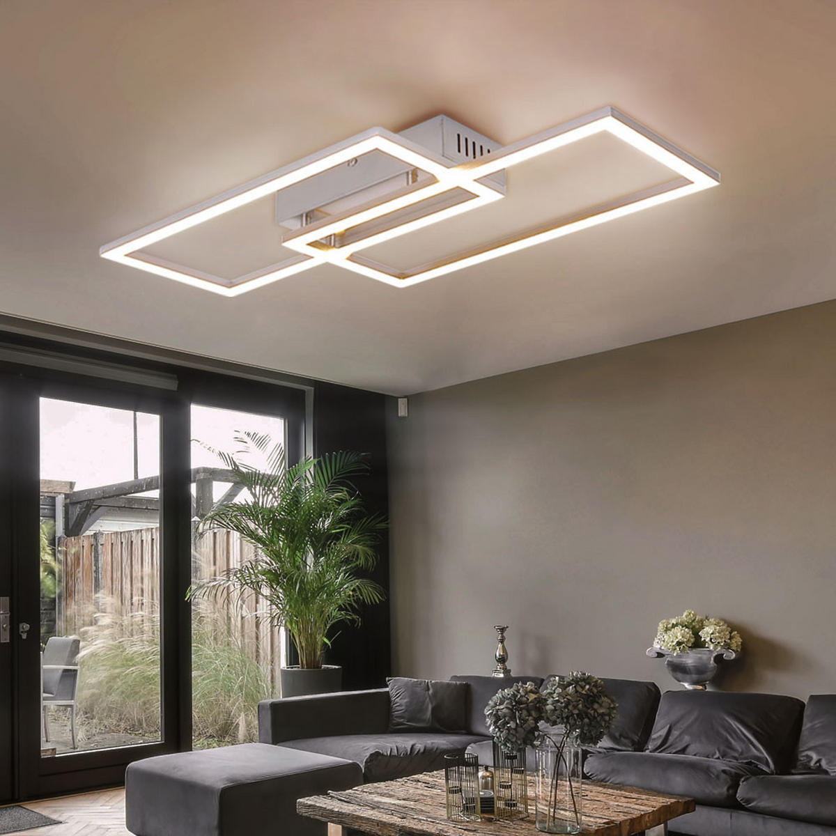 LED DECKENLEUCHTE MUNNI Silber Opal - Silberfarben, Metall (52/24.2/6.2cm) - Globo Lighting