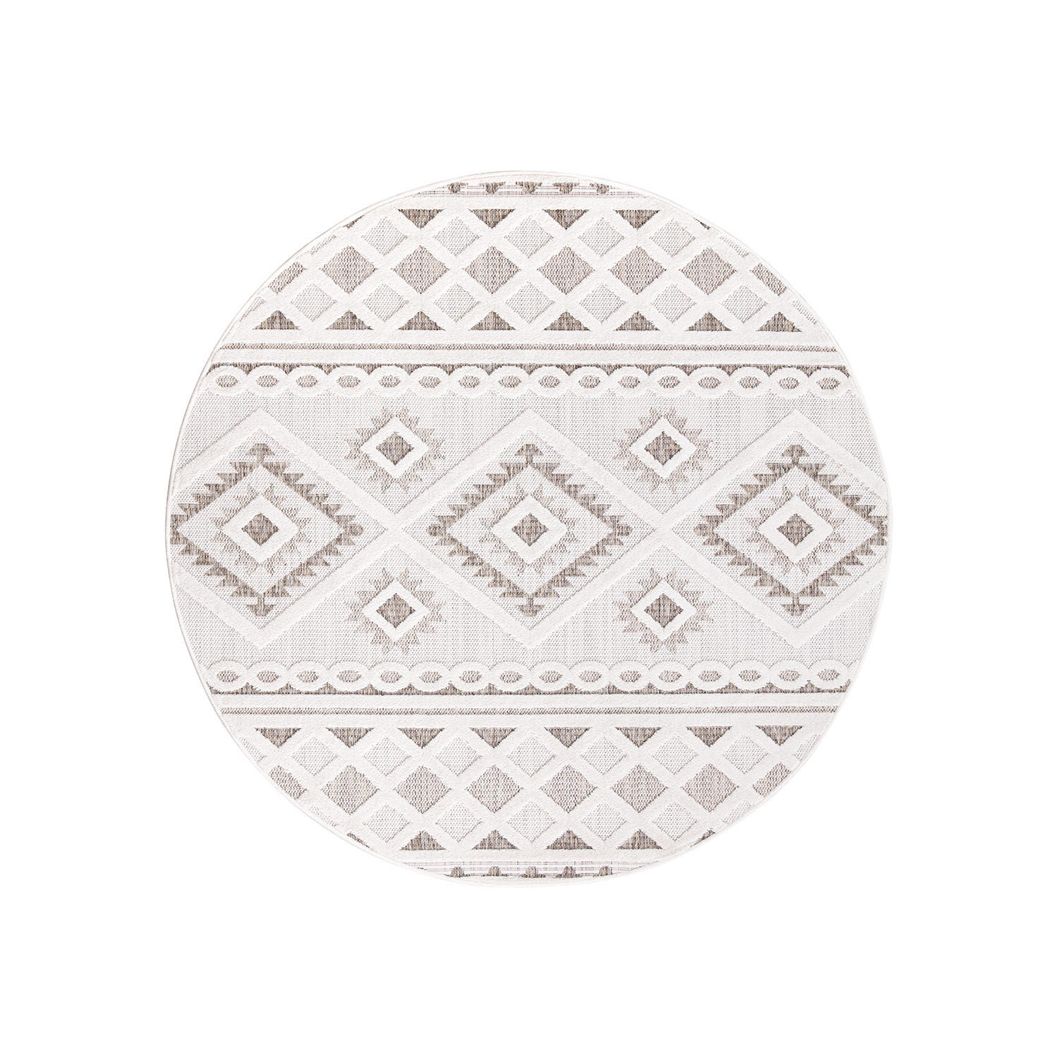 OUTDOOR-TEPPICH Santorini 435 Creme 120x120 cm Rund - Creme, Textil (120/120cm) - carpet city