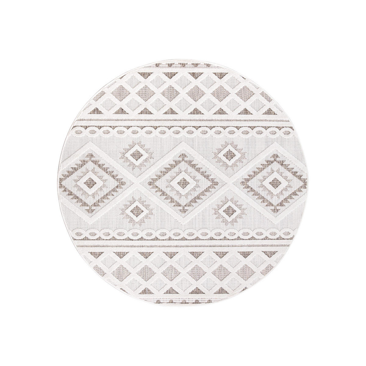 OUTDOOR-TEPPICH Santorini 435 Creme 120x120 cm Rund - Creme, Textil (120/120cm) - carpet city