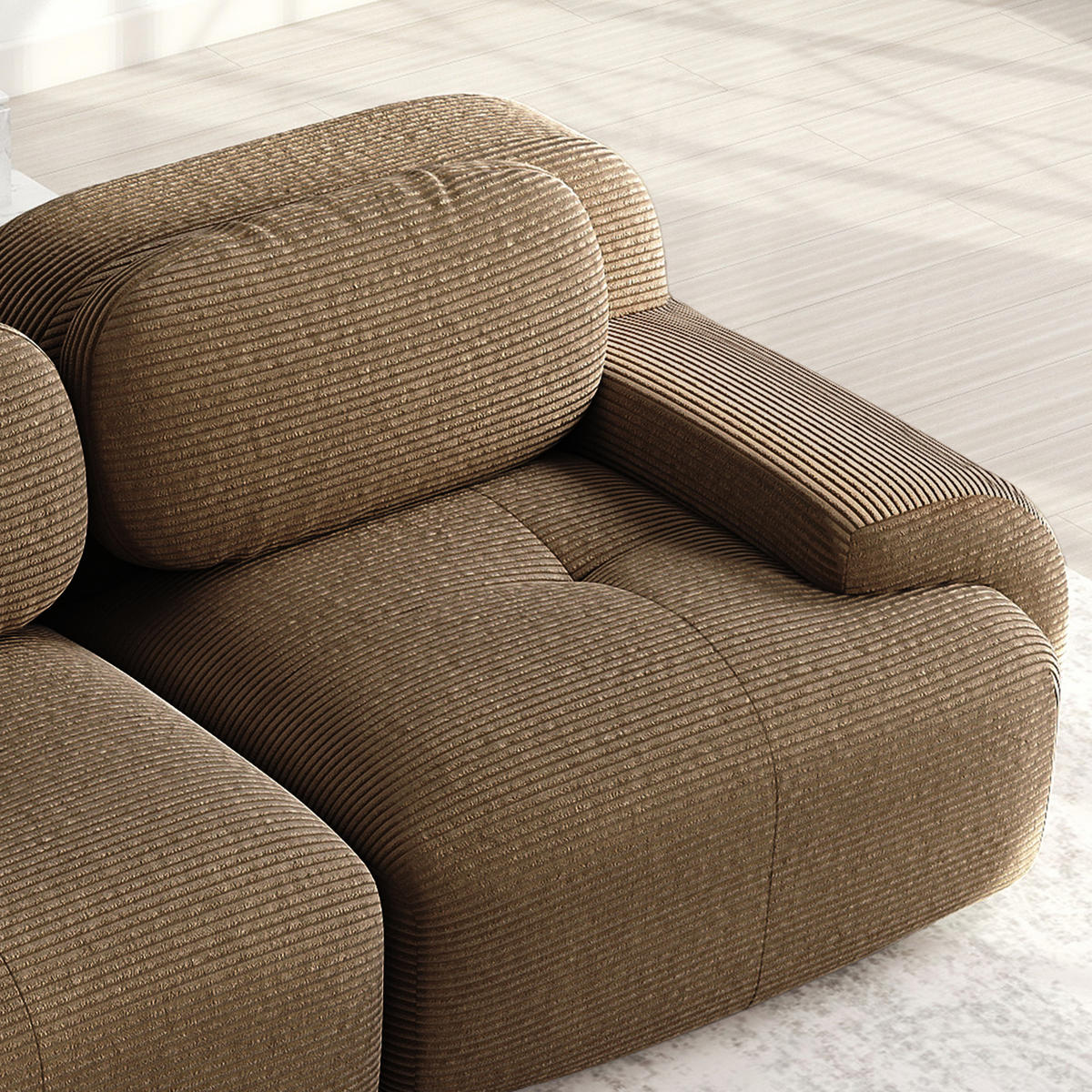 ECKSOFA DE-34025 modular 3-Sitzer Braun - Braun, Textil (178/298cm) - ComfortXL
