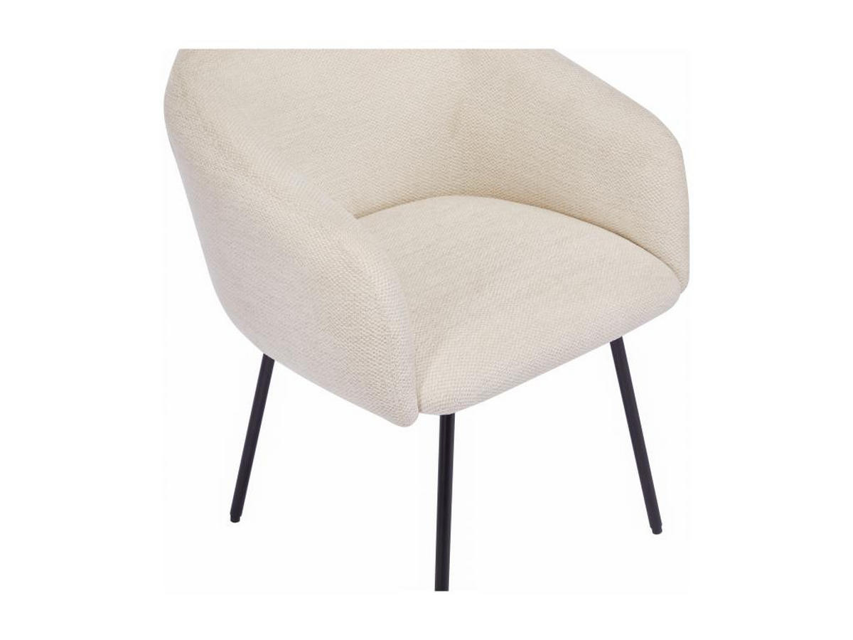 STUHL mit Armlehnen 2er-Set - Strukturstoff & schwarzes Metall - Cremefarben - NISTOSIA - Creme, Textil (62/78/61cm) - Vente-Unique