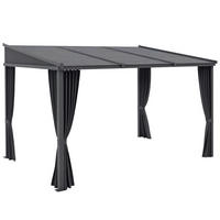 GARTENPAVILLON, Pergola, mit Schiebedach, Vorhängen, Aluminiumrahmen, dunkelgrau, 3,65 x 2,55 x 2,05 m - Dunkelgrau, Metall (365/242/255cm)
