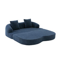 SCHLAFSOFA, 2 Sitzer aus Chenille, Klappsofa Bodensofa mit Schlaffunktion, Blau - Blau, Textil (157/44/153cm) - LVHOM