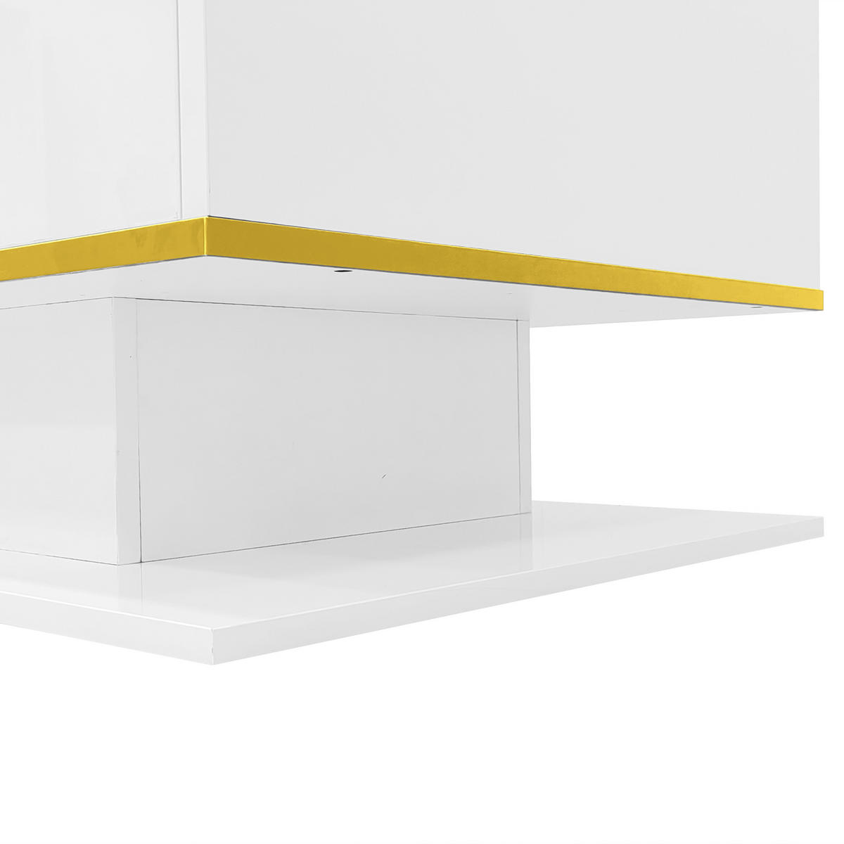 COUCHTISCH LED Hochglanz Weiß/Gold - Weiß, Holzwerkstoff (100/50/40cm) - ComfortXL