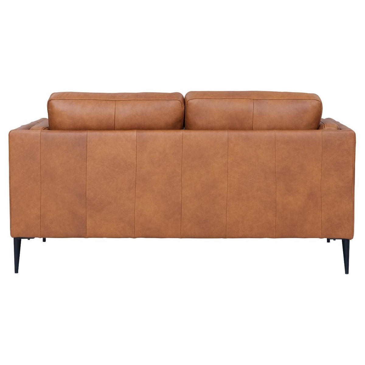 ZWEISITZER-SOFA Echtleder Cognac Braun - Schwarz/Braun, Leder/Metall (157/83/88cm) - Furnhouse