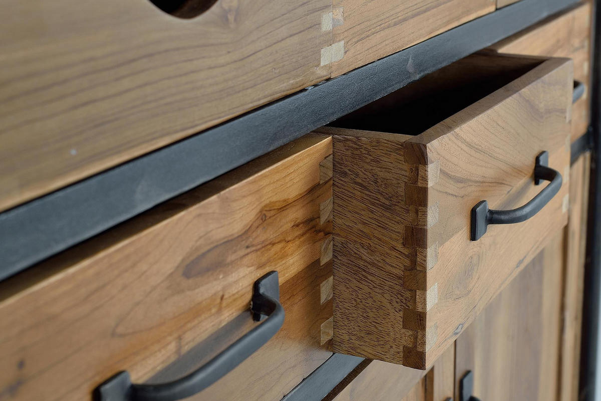 SIDEBOARD aus Teak- und Mangoholz und braunem Metall - Braun, Holz (40/110/140cm) - Giner y Colomer