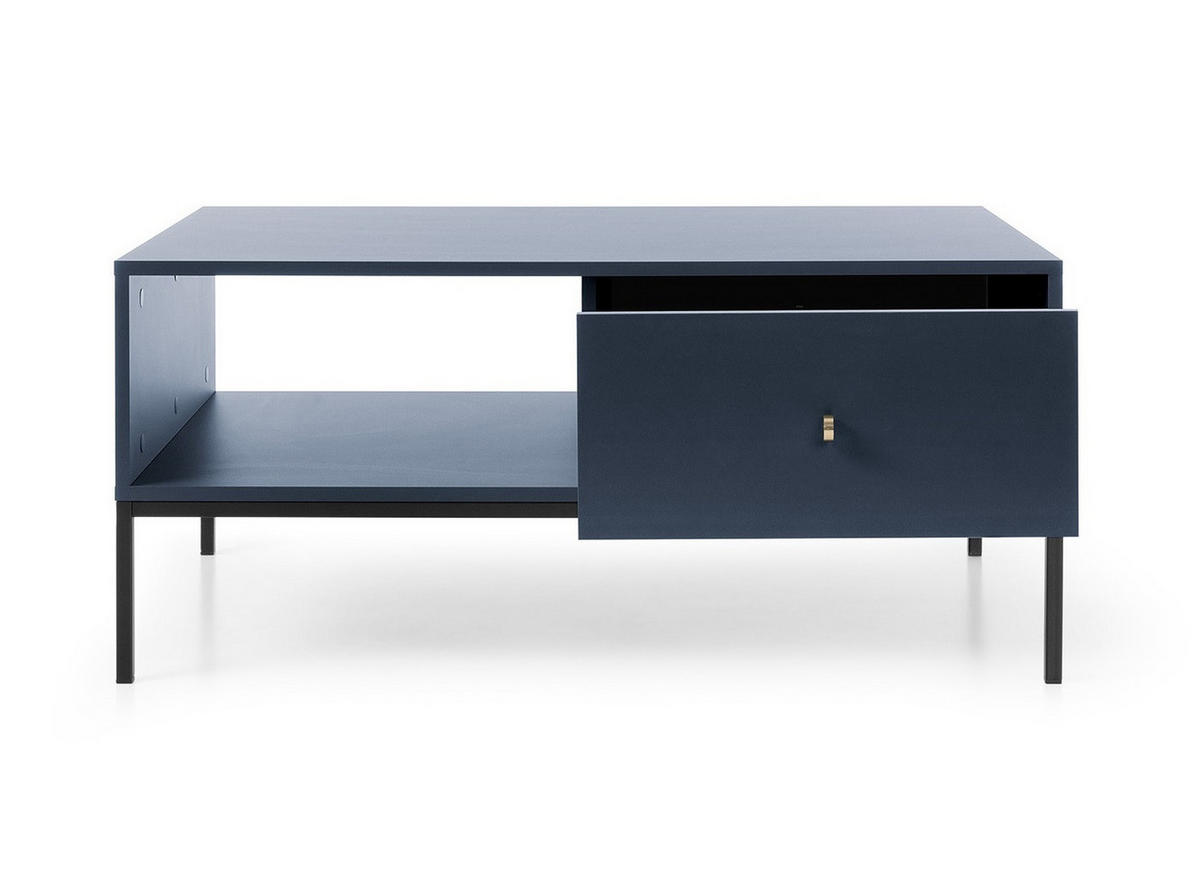 COUCHTISCH 100 mit Schublade Monti, Marineblau + Schwarz - Schwarz/Dunkelblau, Holz/Metall (68/104/46cm) - Emporius