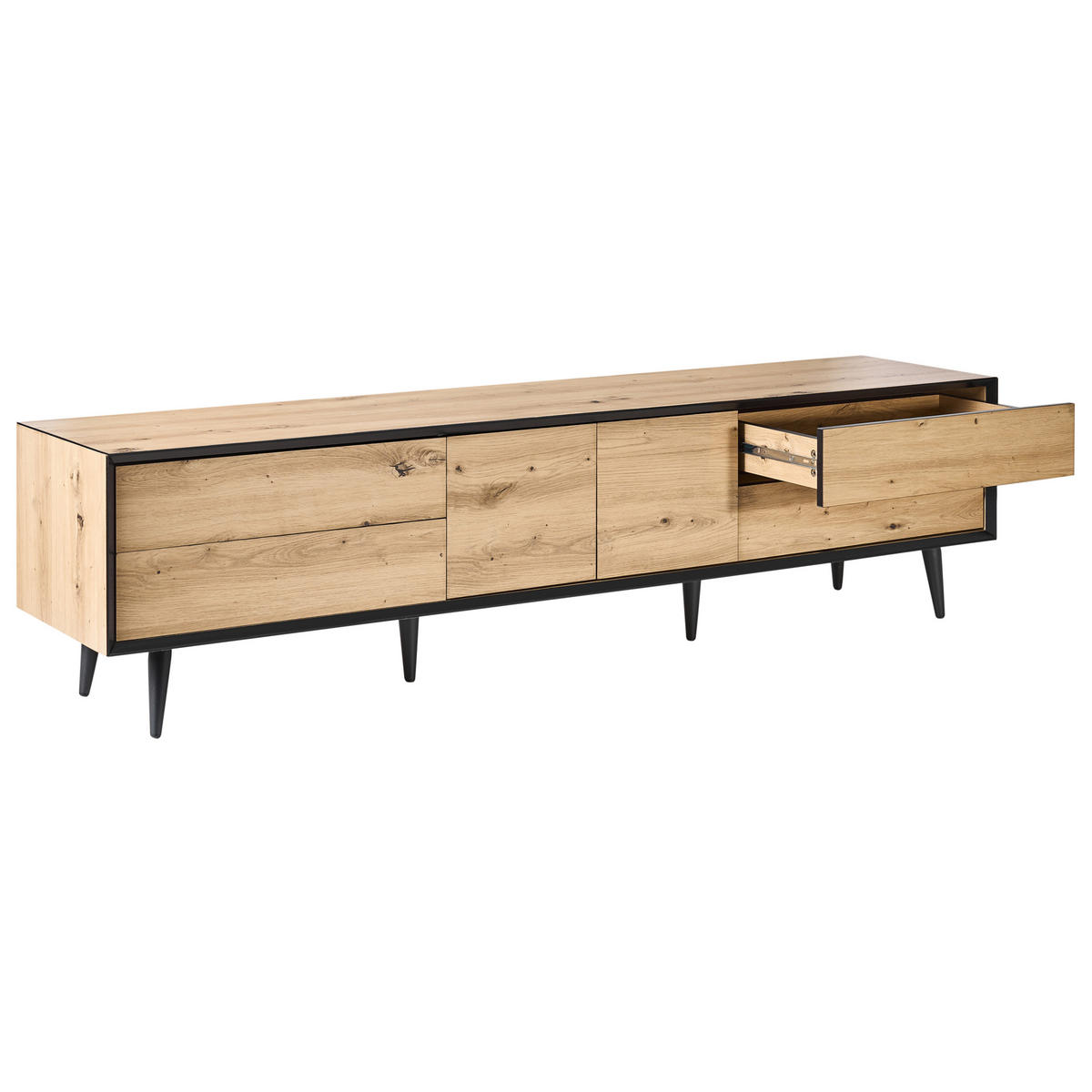 TV-MÖBEL Hellbraun Silverton - Hellbraun/Schwarz, Holzwerkstoff (180/46/37cm) - Beliani