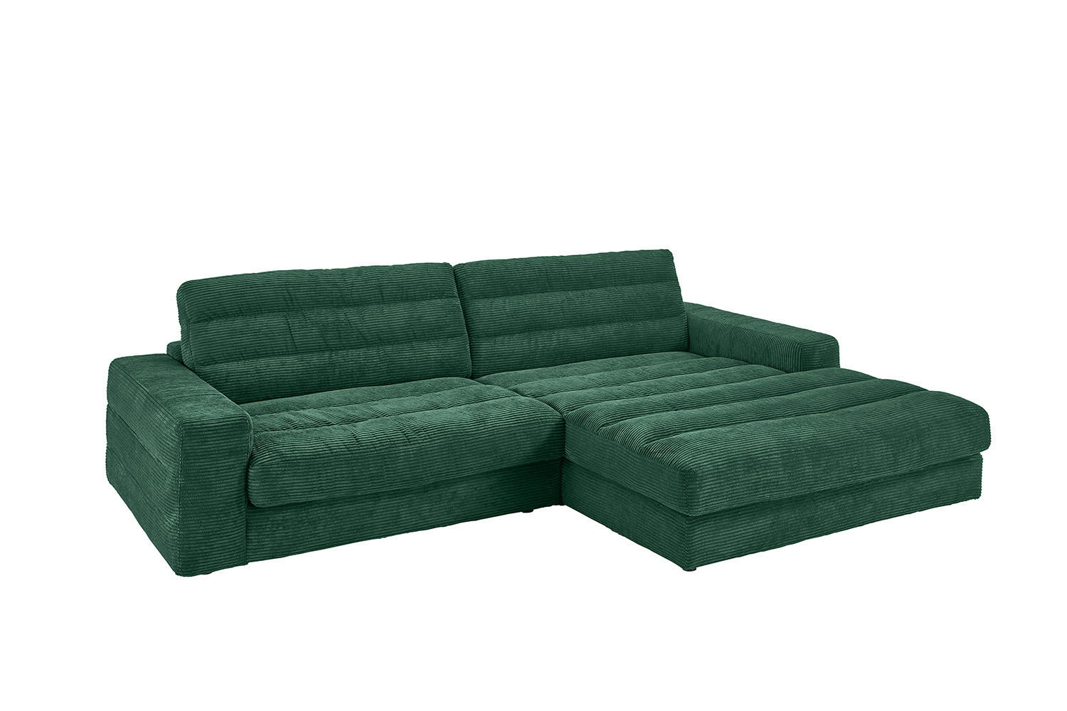 ECKSOFA LANA SOFA Smaragdgrün Cord - Smaragdgrün/Schwarz, Textil (296/205cm) - KAWOLA