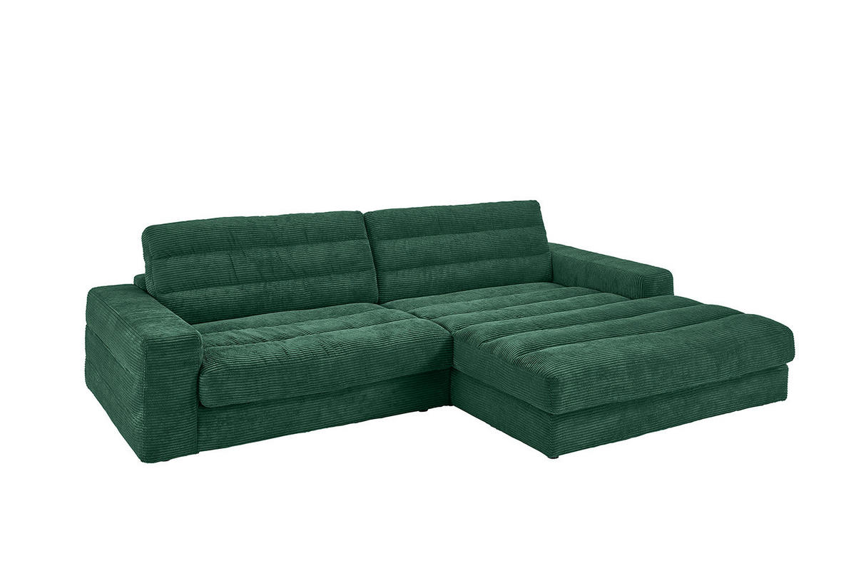 ECKSOFA LANA SOFA Smaragdgrün Cord - Smaragdgrün/Schwarz, Textil (296/205cm) - KAWOLA