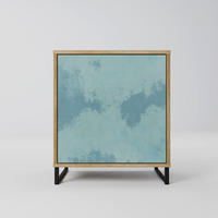 SIDEBOARD SKY WASH, Eichefarben, 57,5x42x67,5 cm, Schwarze Metall-Rahmenfüße - Eichefarben/Multicolor, Holzwerkstoff/Metall (57.5/67.5/42cm) - SpaceRebels