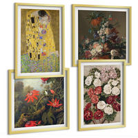 BILDER SET 4er Set - 50x50 cm & 40x60 cm Goldrahmen - Blumen des Baumes (Gemälde von Klimt) - Goldfarben, Kunststoff (50/50cm) - TULUP