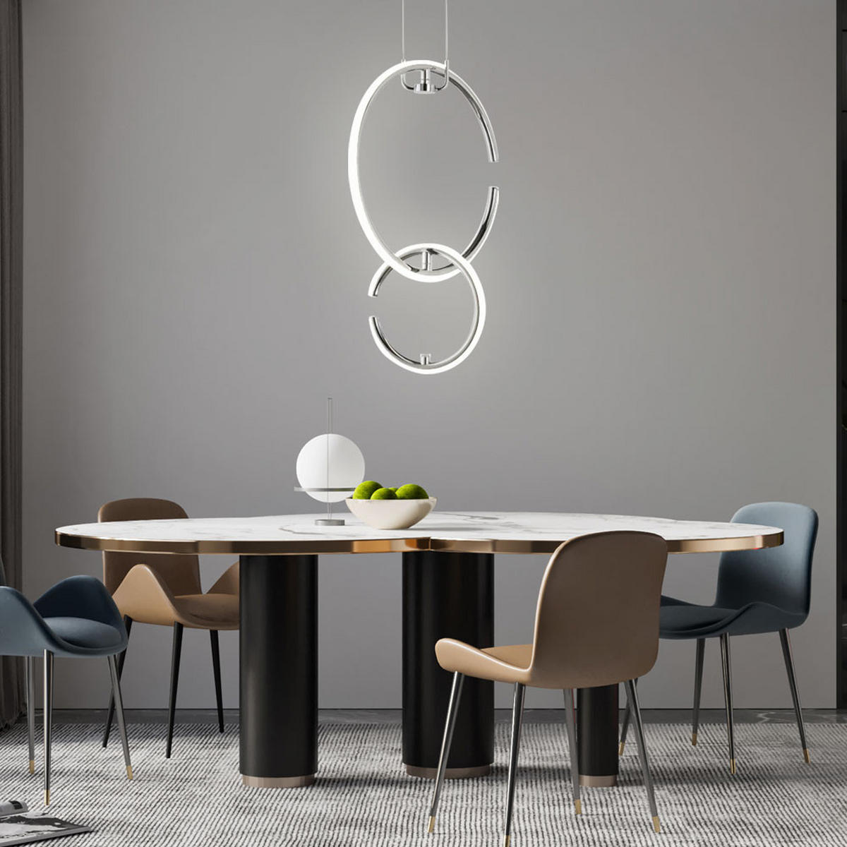 LED HÄNGELEUCHTE Ringe Silber Chrom - Silberfarben, Metall (35/21/230cm) - Wofi