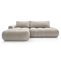 ECKSOFA Ombo Graubeige Velours 280 cm - Greige/Schwarz, Kunststoff/Textil (284/167cm) - Selsey