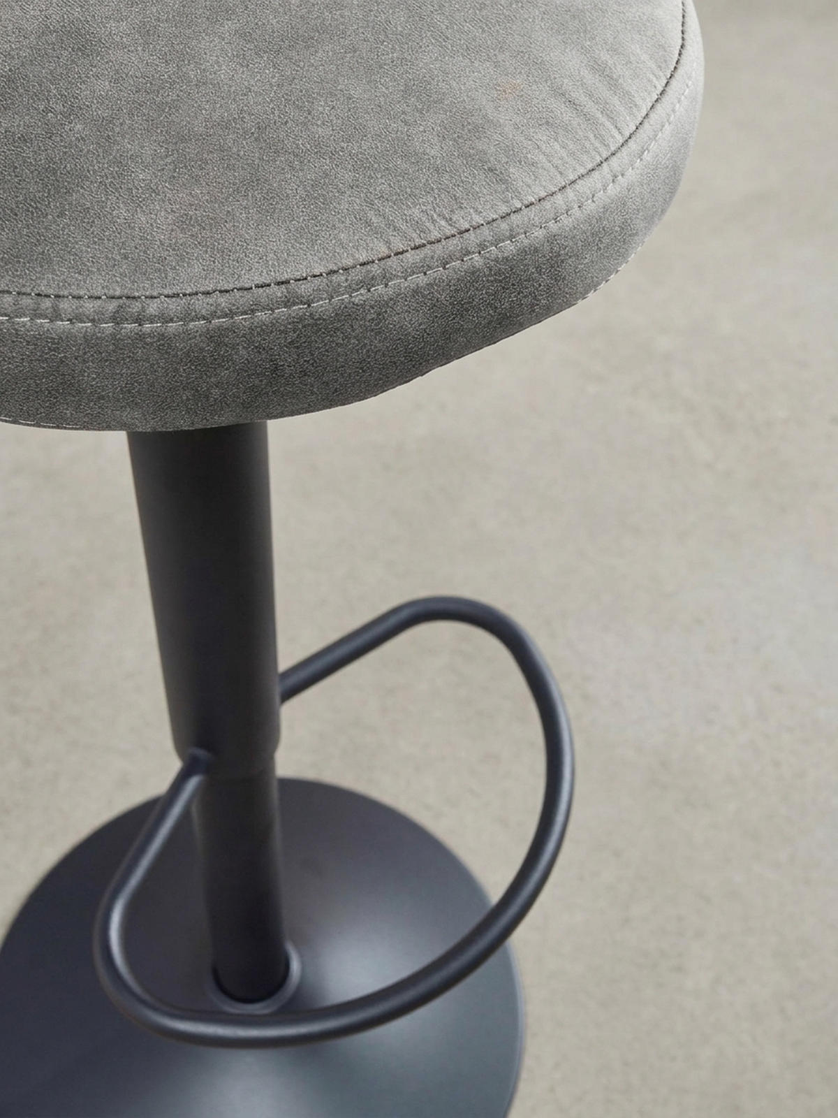 BARHOCKER Höhenverstellbar Eisen Samt Drehbar CAMPANIA, Grau 40x40x79 cm - Schwarz/Grau, Textil/Metall (40/79/40cm) - KADIMA DESIGN