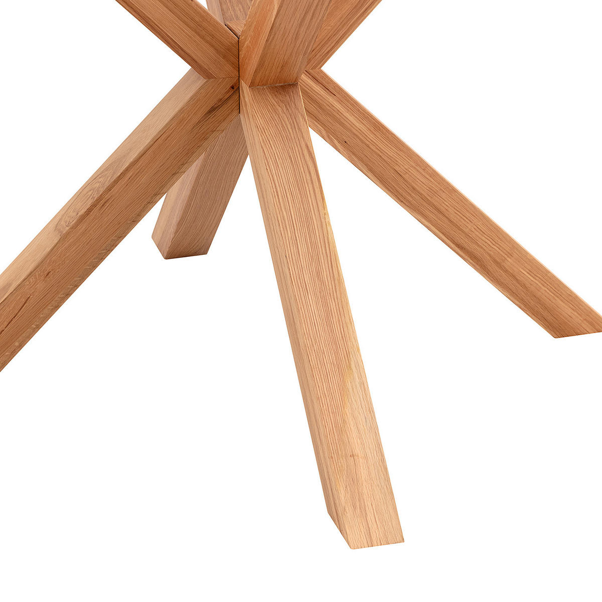 ESSTISCH rund - Glas / Eiche massiv - Eichefarben, Glas/Holz (119/119/76cm) - home24